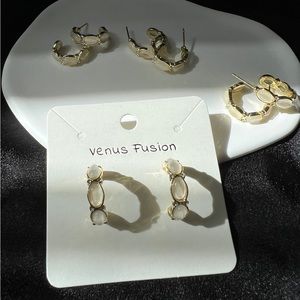 C shaped faux opal earrings